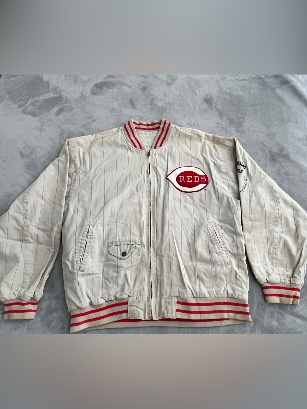 Cincinnati Reds Vintage White & Red Baseball Jacket